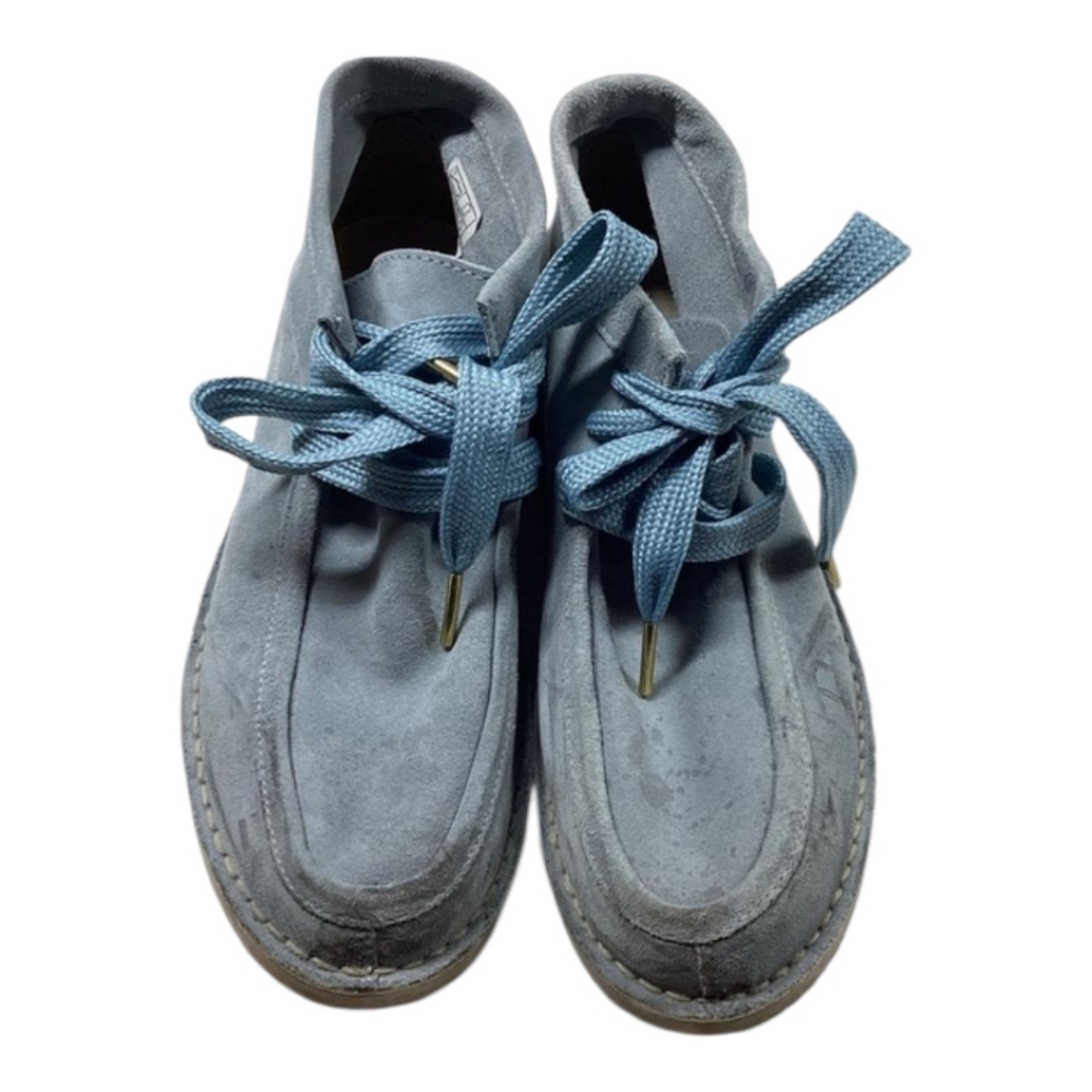Free People Ashton Ankle Boots Dusty Blue Suede Lace Up Moccasin Sz EU 38